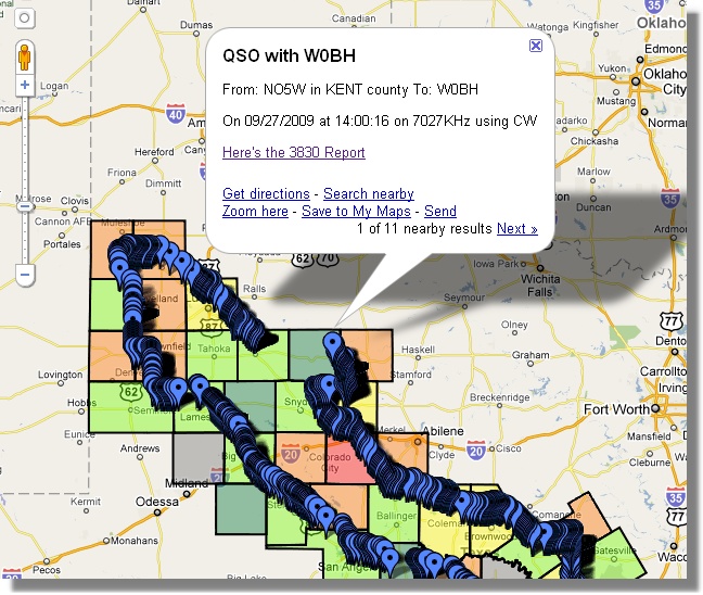 QSO Balloon for QSO with W0BH - zoomed out