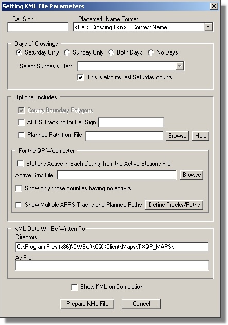 Setting KML File Parameters